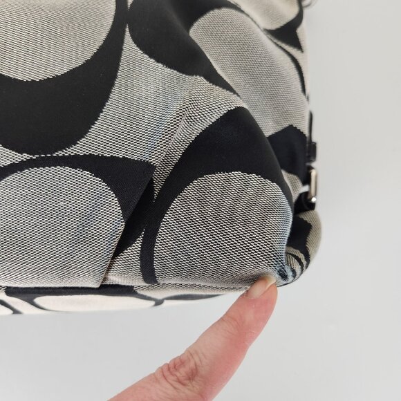 Coach Signature Shoulder Bag Black Gray Brooke Canvas Purse 14473M - Picture 6 of 16